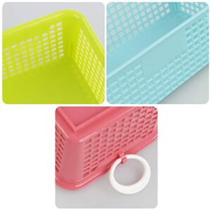 Leendines Plastic Office Desktop Storage Basket, 6 Packs Small Colored Baskets