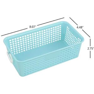 Leendines Plastic Office Desktop Storage Basket, 6 Packs Small Colored Baskets