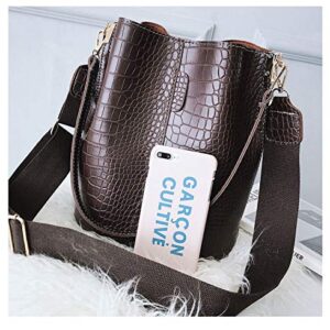 Women Hobo Shoulder Bag, Crocodile Pattern Handbags Large Capacity Crossbody Bag, Coffee