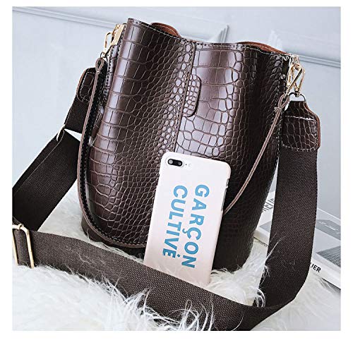 Women Hobo Shoulder Bag, Crocodile Pattern Handbags Large Capacity Crossbody Bag, Coffee