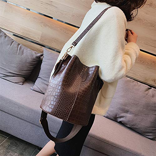 Women Hobo Shoulder Bag, Crocodile Pattern Handbags Large Capacity Crossbody Bag, Coffee