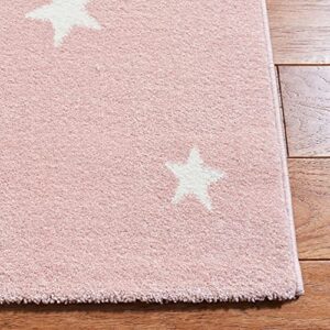 Safavieh Carousel Kids Collection 3' Square Pink/White CRK195U Koala Hug Non-Shedding Nursery Playroom Area Rug