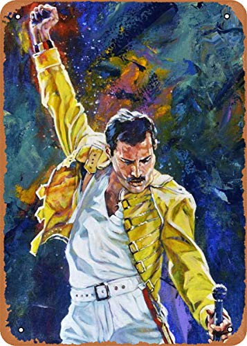 EICOCO Music Freddie Mercury Plaque Poster Metal Tin Sign 8" x 12" Vintage Retro Wall Decor
