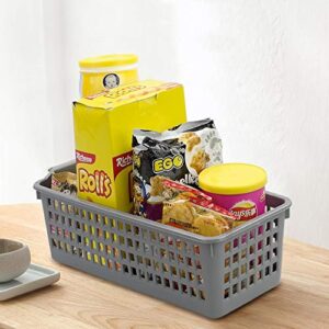 Qqbine Plastic Small Rectangle Storage Basket, Black and Grey, 6 Packs