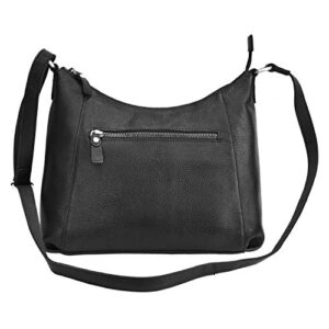 zinda genuine leathers women’s handbag top zip hobo shoulder sling crossbody (black)