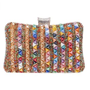 kaxidy fashion pearls beaded evening bag, handbag clutch purses bag gold/multicolor