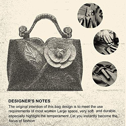 QUEENSHOW Classic Engraved Rose Soft PU Leather Flower Handbag Hobo Bag Tote Bag Shoulder Bags for Women rose red