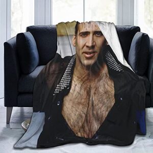 nicolas cage soft and comfortable warm throw blanket beach blanket picnic blanket fleece blankets for sofa,office bed car camp couch (50″x40″)