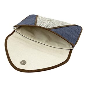 Hide & Drink, Envelope Clutch Bag Handmade from Denim & Raw Canvas, Water Resistant, Durable - Interlaken