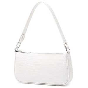shoulder bag white purse y2k purses classic crocodile pattern clutch purses with zipper 90s trendy tote handbags for women