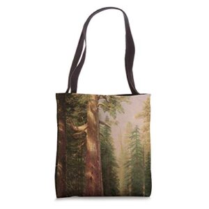 giant sequoia redwood trees by albert bierstadt tote bag