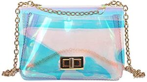 mini holographic bag evening clutch purses clear purse iridescent purse shoulder bag handbags for women and girls