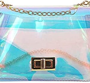 Mini Holographic Bag Evening Clutch Purses Clear Purse Iridescent Purse Shoulder Bag Handbags for Women and Girls