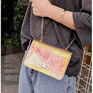 Mini Holographic Bag Evening Clutch Purses Clear Purse Iridescent Purse Shoulder Bag Handbags for Women and Girls