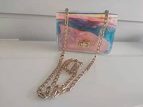 Mini Holographic Bag Evening Clutch Purses Clear Purse Iridescent Purse Shoulder Bag Handbags for Women and Girls