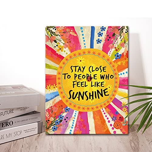Wailozco Inspirational Quotes Motto Framed Canvas Wall Art Gifts for Women Girls Friends Sister,Motivational Canvas Prints Framed Wall Art for Home bedroom Living Room Wall Decor- Sunshine