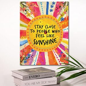 Wailozco Inspirational Quotes Motto Framed Canvas Wall Art Gifts for Women Girls Friends Sister,Motivational Canvas Prints Framed Wall Art for Home bedroom Living Room Wall Decor- Sunshine