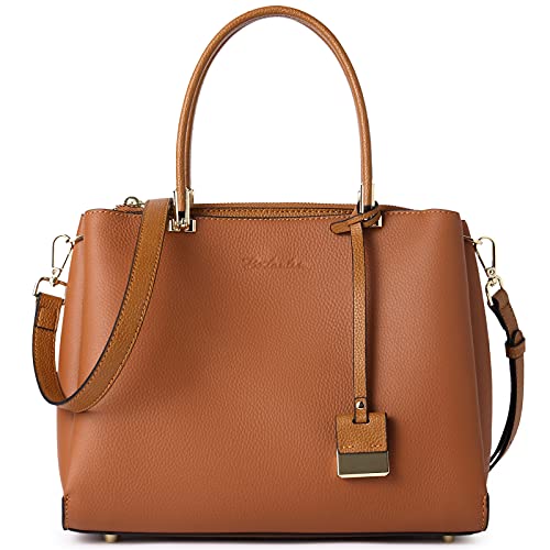 BOSTANTEN Leather Handbags for Women Designer Satchel Purses Top Handle Crossbody Shoulder Bag with Triple Compartment