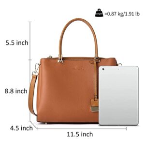BOSTANTEN Leather Handbags for Women Designer Satchel Purses Top Handle Crossbody Shoulder Bag with Triple Compartment