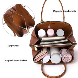 BOSTANTEN Leather Handbags for Women Designer Satchel Purses Top Handle Crossbody Shoulder Bag with Triple Compartment
