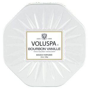 voluspa bourbon vanille candle | 3 wick tin | all natural wicks and coconut wax for clean burning | 12 oz.