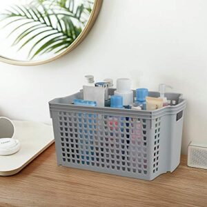 Neadas Plastic Small Deep Stacking Baskets, Stackable Storage Baskets, 6 Packs
