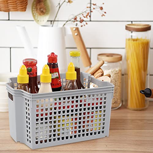 Neadas Plastic Small Deep Stacking Baskets, Stackable Storage Baskets, 6 Packs