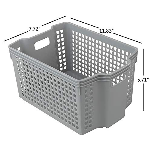 Neadas Plastic Small Deep Stacking Baskets, Stackable Storage Baskets, 6 Packs