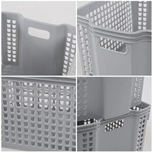 Neadas Plastic Small Deep Stacking Baskets, Stackable Storage Baskets, 6 Packs