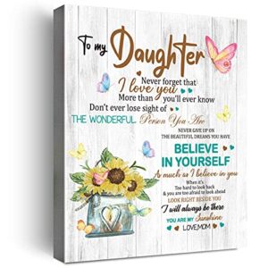 wailozco gifts for daughter – hangable canvas poem prints framed poster wall art for daughter from mom-meaningful daughter gifts,daughter home bedroom living room wall decor- believe in yourself