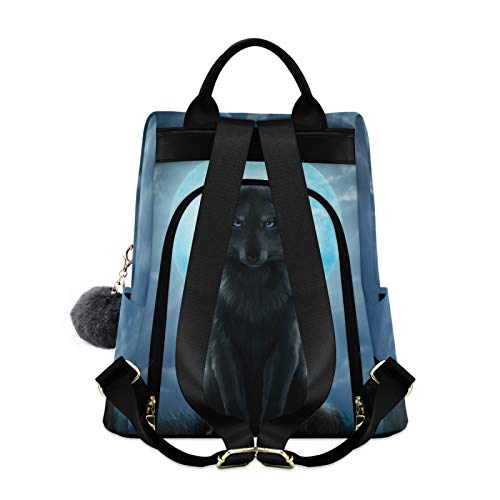 ALAZA Wolf Moon Animal Print Backpack Purse for Women Anti Theft Fashion Back Pack Shoulder Bag