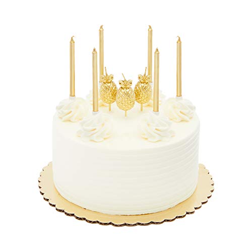 Pineapple Cake Toppers, Thin Candles, Birthday Party Supplies (Gold, 30 Pieces)