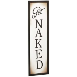the lakeside collection galvanized metal get naked bathroom wall sign – novelty restroom decor