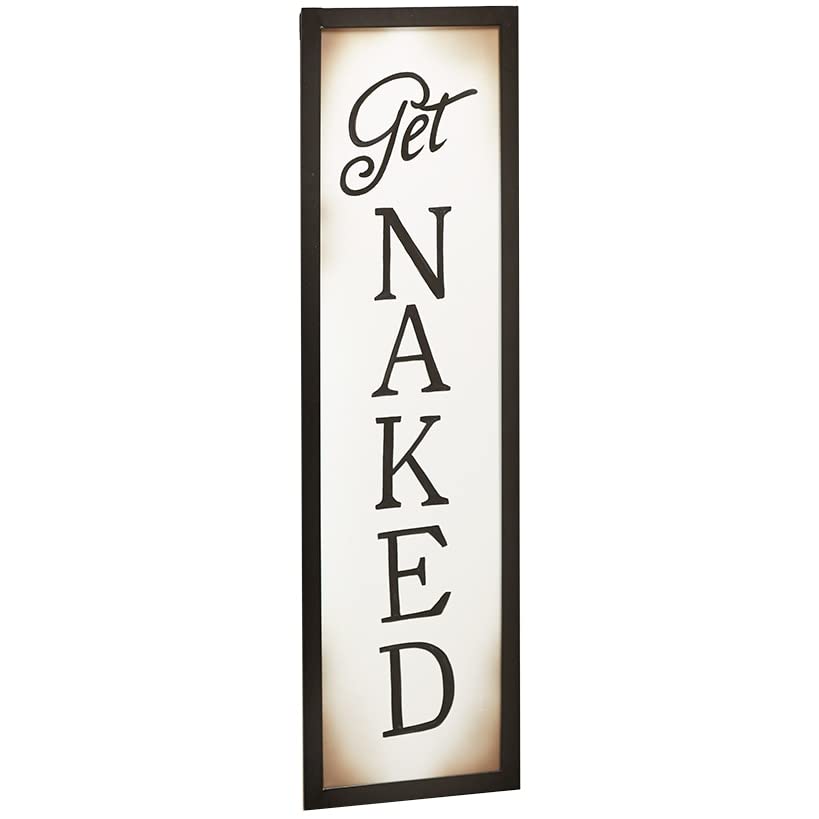 The Lakeside Collection Galvanized Metal Get Naked Bathroom Wall Sign - Novelty Restroom Decor