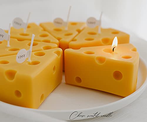 Cheese Shaped Scented Candle,120G Aroma Soy Wax Decorative Candle for Table Photo Prop Birthday Gift,Prefect for Meditation Stress Relief Mood Boosting Bath Yoga