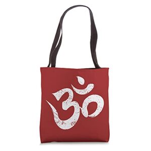 distressed om meditation spiritual indian yoga symbol om tote bag