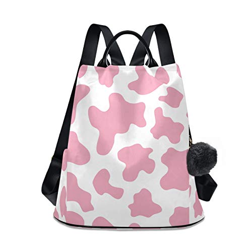 ALAZA Pink Cow Print Camo Camoflage Backpack Purse for Women Anti Theft Fashion Back Pack Shoulder Bag