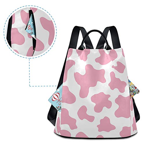 ALAZA Pink Cow Print Camo Camoflage Backpack Purse for Women Anti Theft Fashion Back Pack Shoulder Bag