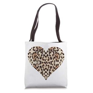 cool cheetah leopard heart animal print love symbol tote bag