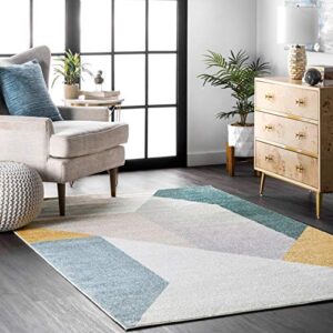 nuloom prisms modern abstract area rug, 5′ x 8′, light grey