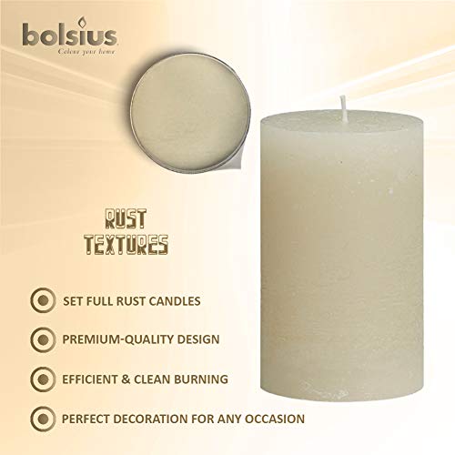 BOLSIUS Rustic Ivory Unscented Pillar Candles - 2" X 4" Decoration Candles Set of 4 - Clean Burning Dripless Dinner Candles for Wedding & Home Decor Party Restaurant Spa- Aprox (100X50m)