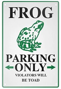 aaroenlys retro tin sign frog parking only metal sign wall art plaque poster for home bar pub 8 x 12 inch