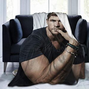 Chris Hemsworth Soft and Comfortable Warm Fleece Blanket for Sofa, Bed, Office Knee pad,Bed car Camp Beach Blanket Throw Blankets (60"x50") … (50"x40")
