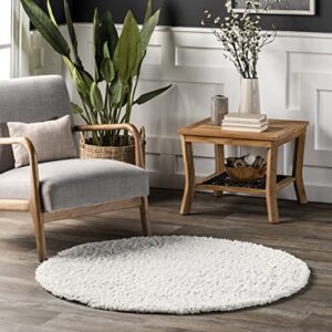 nuloom marleen contemporary shag area rug, 6′ round, white