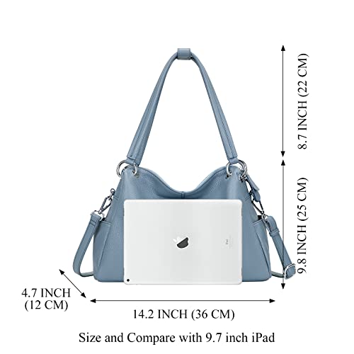 CHERISH KISS Shoulder Bag for Women Genuine Leather Purses and Handbags Ladies Hobo Bags Crossbody Satchel(K29 Blue-1)