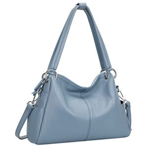 CHERISH KISS Shoulder Bag for Women Genuine Leather Purses and Handbags Ladies Hobo Bags Crossbody Satchel(K29 Blue-1)