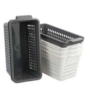 rinboat plastic storage basket, deep baskets, grey and white, 6 packs