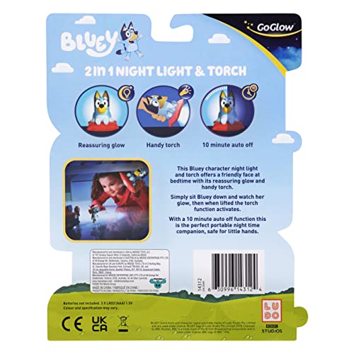 Bluey 2 in 1 Bedtime Handy Flashlight - LED Night Light with Auto-Off Timer