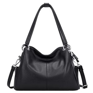 cherish kiss shoulder bag for women genuine leather purses and handbags ladies hobo bags crossbody satchel(k29 black-1)