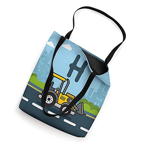 Kids Monogram Construction Loader Letter H Tote Bag